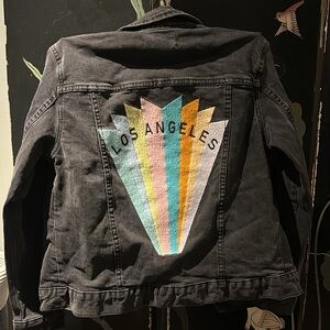 Pac Sun black XS Los Angeles embroidered Jean jacket